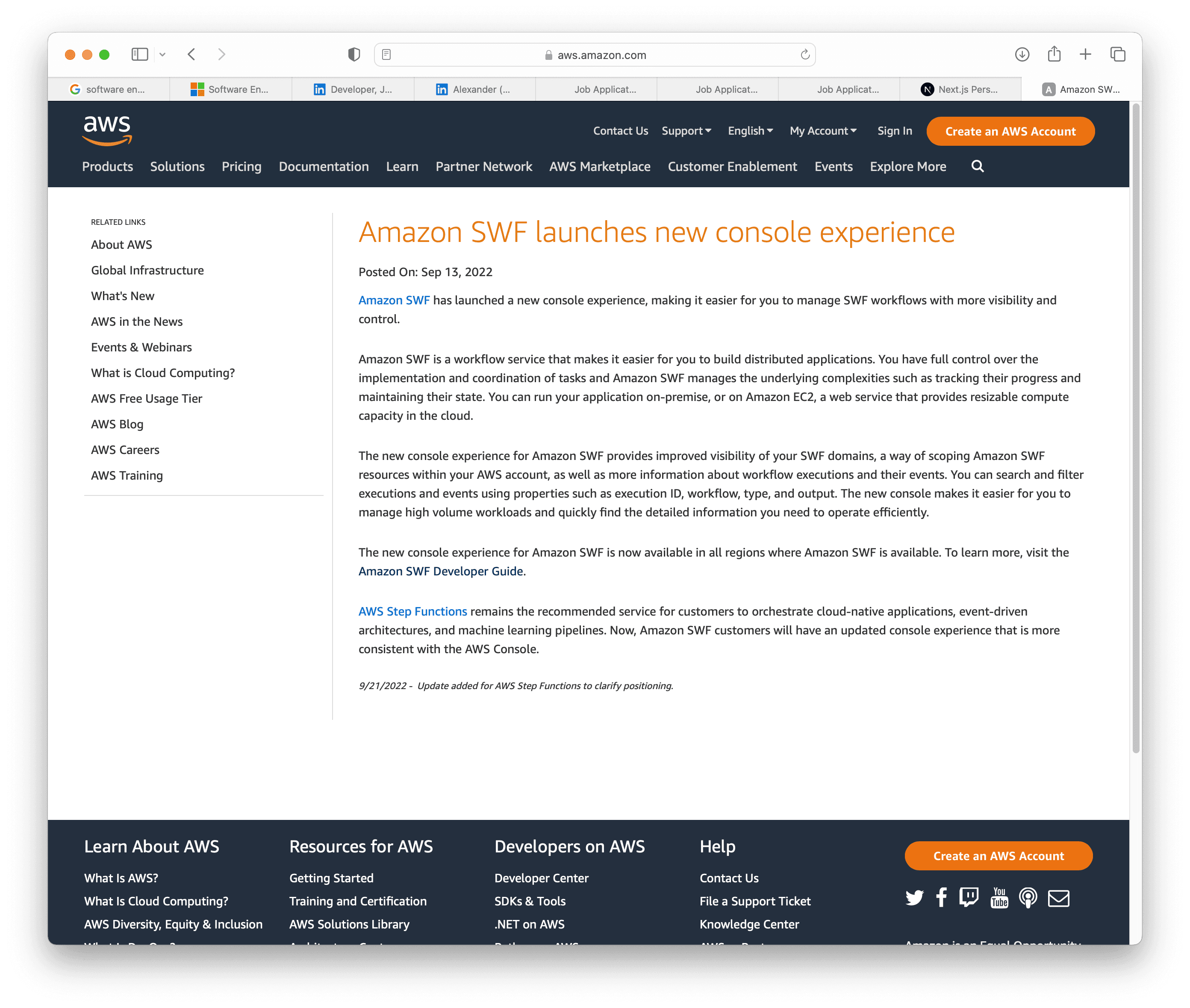Cover image for AWS Simple Workflow Console @ Amazon